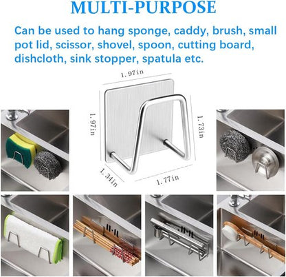 LYART Premium Sink Sponge Holder - 4Pcs SUS304 Stainless Steel, Waterproof & Rustproof, Quick Drying