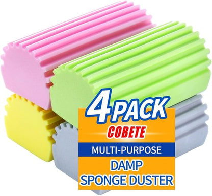 COBETE Damp Clean Duster Sponge - 4-Pack Reusable Magic Eraser for Household Cleaning | Multi-Color