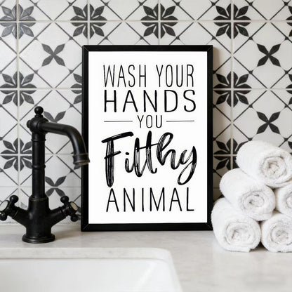 XRNDUYZP Black and White Bathroom Canvas Wall Art - Funny Quotes Poster Print for Kids' Washroom | 8x10 in