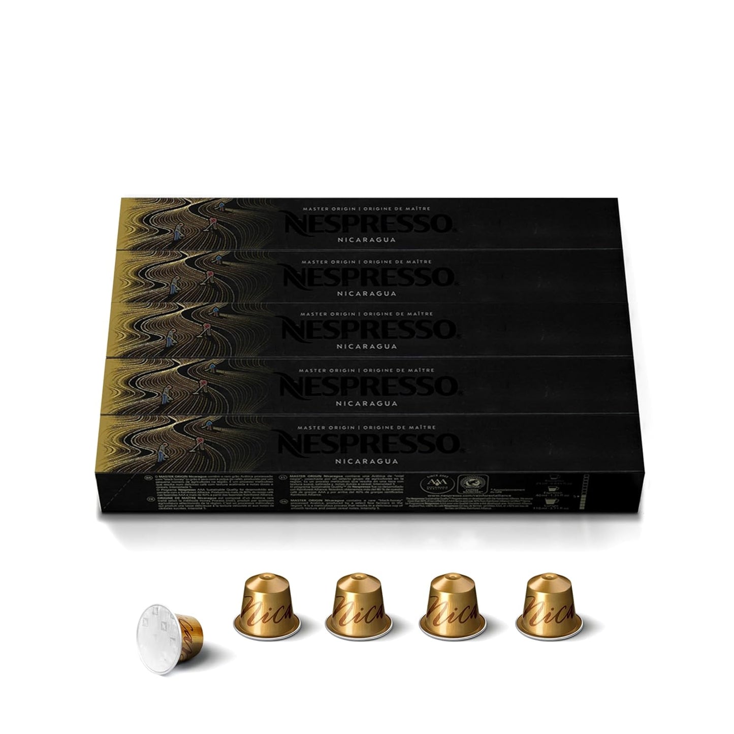 Nespresso Nicaragua Master Origin Coffee Capsules - Medium Roast, 50 Count Pods for Rich Flavor