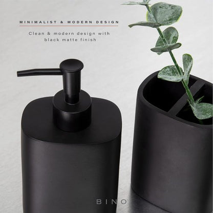 BINO 3-Piece Bathroom Accessories Set - Stylish Soap Dispenser, Toothbrush Holder & Tumbler for Elegant Decor