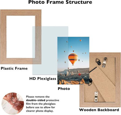 JCJMY 3.5x5 Rustic Brown Picture Frame - Shatter Resistant Plexiglass for Wall or Tabletop Display