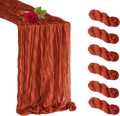 Skiennix Terracotta Cheesecloth Table Runner - 10 FT Long Semi-Sheer 35 x 120 Inch for Weddings & Events