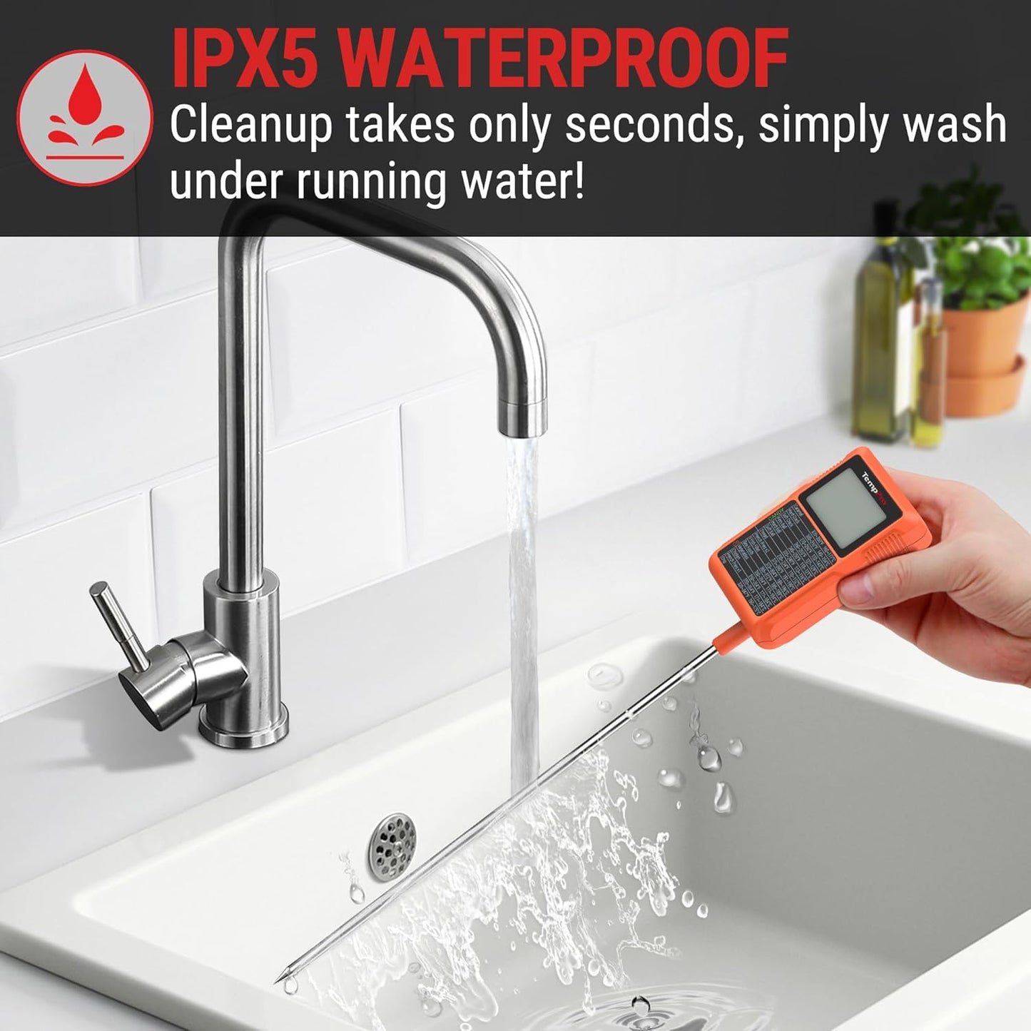TempPro Waterproof Digital Candy Thermometer - Instant Read 10" Long Probe for Cooking, Grilling & BBQ