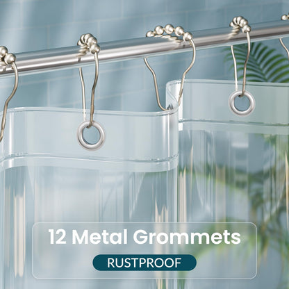Titanker Short Shower Curtain Liner 72x65, Clear PEVA Shower Liner Lightweight Waterproof Shower Curtains for Bathroom with Magnets and Rustproof Grommet Holes