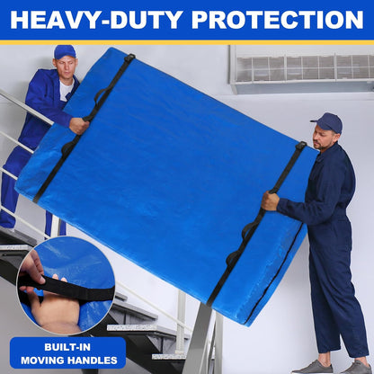 TICONN King Mattress Bag - Heavy Duty Moving Cover with Full-Around Handle & Adjustable Buckles | Blue