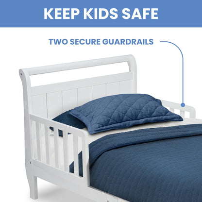 Delta Children Wood Sleigh Toddler Bed, White