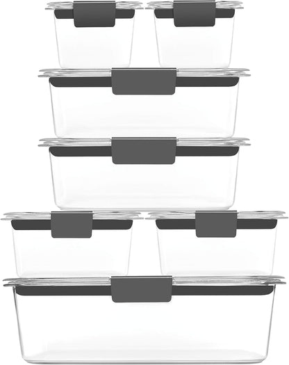 Rubbermaid Brilliance Food Storage Containers - 14-Piece Set, BPA-Free, Leak-Proof, Clear Design