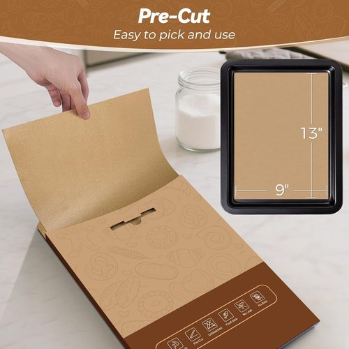 Heavy Duty Parchment Paper Sheets - 360 Count, 9"x13" Unbleached, No-Stick & No-Leak for Baking