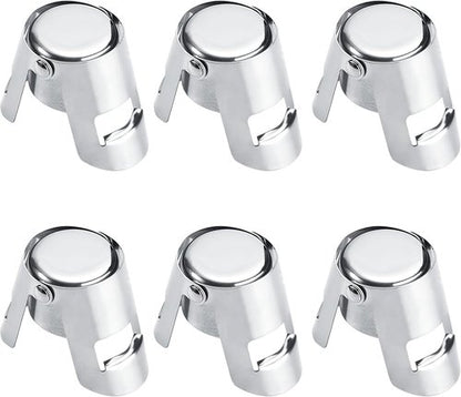 6 pcs Stainless Steel Wine Stopper – Champagne Saver & Airtight Bottle Seal, Reusable Wine Bottle Stopper for Red Wine, Prosecco, Sparkling Wine – Elegant Holiday Gift for Wine Lovers