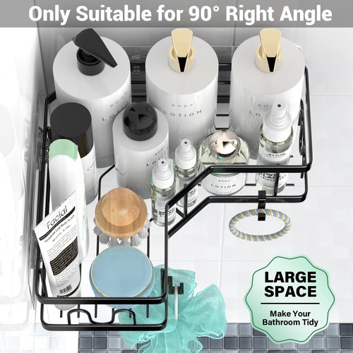 AKTECKE Corner Shower Caddy - Stainless Steel Adhesive Bathroom Organizer | 3-Pack Rustproof Rack
