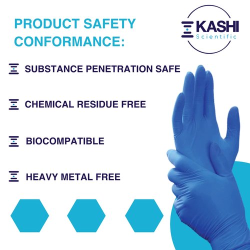 Kashi Scientific Medical Examination Nitrile Gloves - Medium - Powder-Free, Latex-Free, Finger Tip Textured, 4mil Thick Blue Glove, Patient & Food Safe - 10 Box of 100 Gloves, Case of 1000