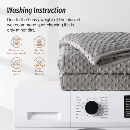 Wemore Minky Dot Weighted Blanket for Adults Twin Size 12 lbs, Soft Cozy Heavy Blanket, Breathable Blanket for All-Season with Glass Beads, Grey 48 x 72 inches