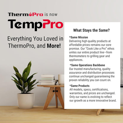TempPro TP60 Digital Hygrometer - Wireless Temperature & Humidity Monitor | 500ft Range, Indoor/Outdoor Use