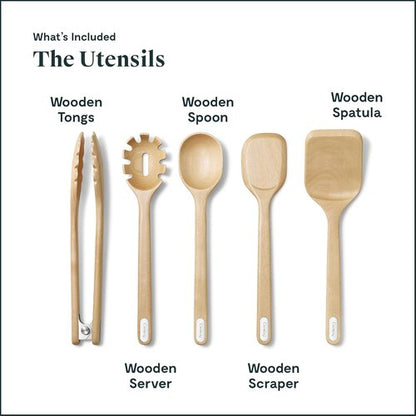 Caraway Kitchen Prep & Cutting Board Set - Non-Toxic Wooden Utensils & Knives - 3 Cream Boards with Organizers