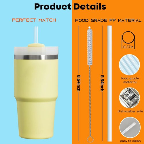 ALINK Clear Replacement Straws - Reusable 6-Pack for Stanley 20oz & 14oz Tumblers | Dishwasher Safe & BPA Free