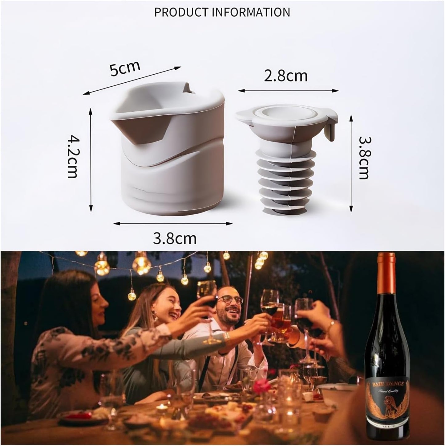 Silicone Wine Bottle Stopper with Guide Nozzle Keep Wine Fresh Reusable Wine Preserver Seals With 3 in 1 Kechain Fixed Sealing Plug Design For Soy Sauce, Cooking Wine, Oilg(Red+Orange+Gray)