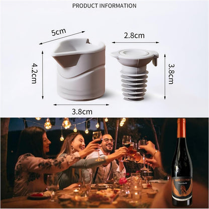 Silicone Wine Bottle Stopper with Guide Nozzle Keep Wine Fresh Reusable Wine Preserver Seals With 3 in 1 Kechain Fixed Sealing Plug Design For Soy Sauce, Cooking Wine, Oilg(Red+Orange+Gray)