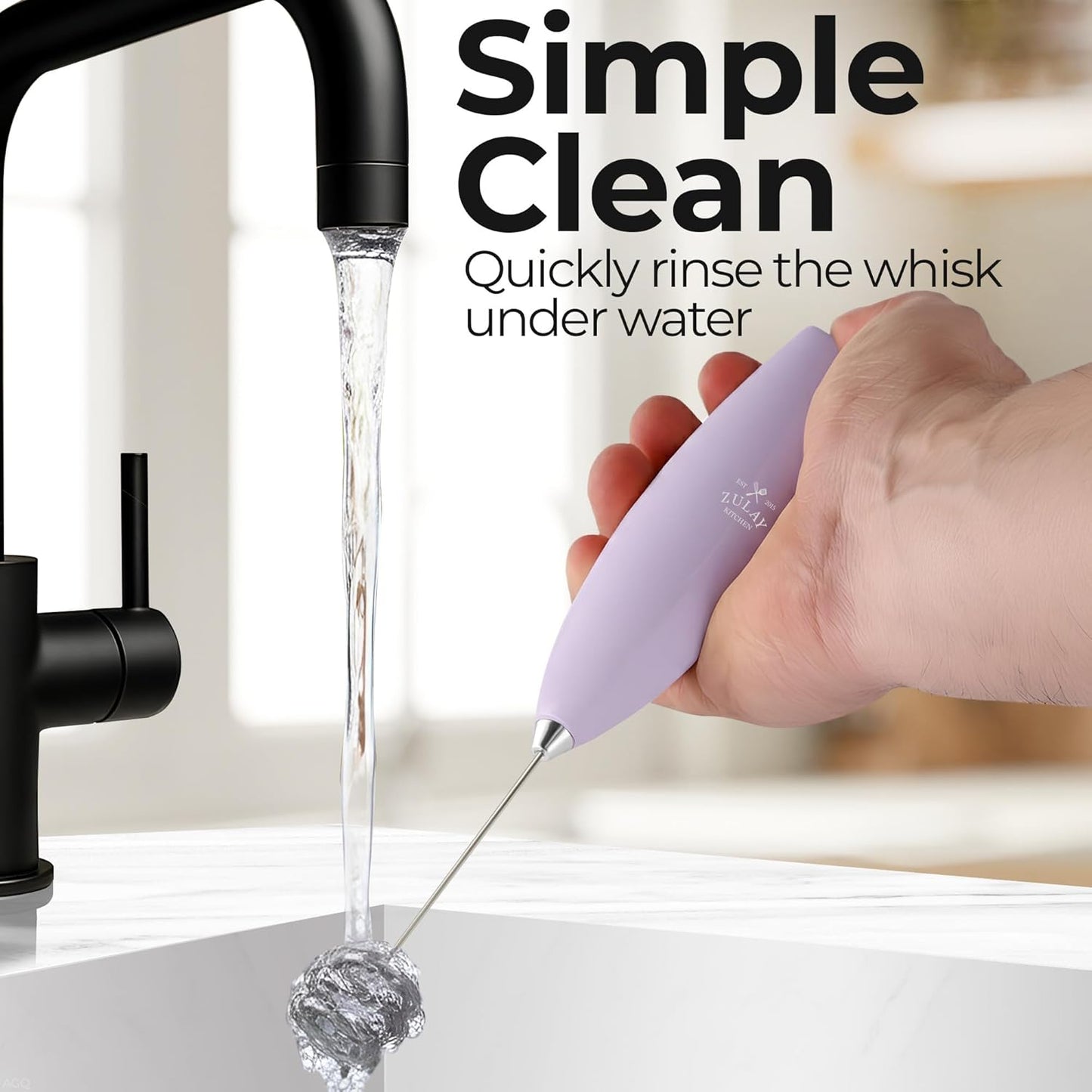 Zulay Kitchen Tornado Triple Whisk Milk Frother - Handheld Foam Maker for Rich, Creamy Coffee & Lattes - Lilac Color with 4 Duracell Batteries