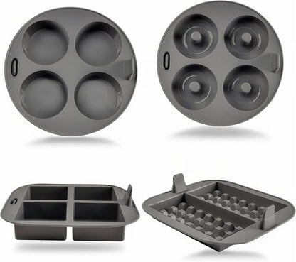EM Silicone Air Fryer Liners Set - 4-Pc Reusable Baking Molds for Cakes, Donuts & Waffles | Fits 3-5 Qt Air Fryers