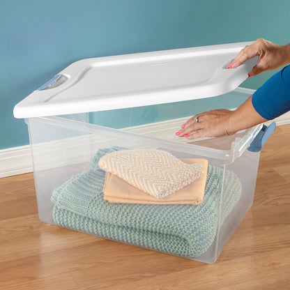 Sterilite 6-Pack Latching Storage Bins - Clear Plastic Under Bed Organizers, 64 Quart Capacity