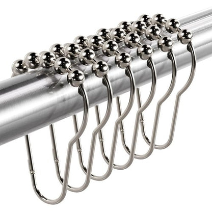 Titanker Shower Curtain Hooks Rings, Rust-Resistant Metal Shower Curtain Hooks for Bathroom Shower Rods Shower Hooks Shower Rings for Curtain - Set of 12, Nickel