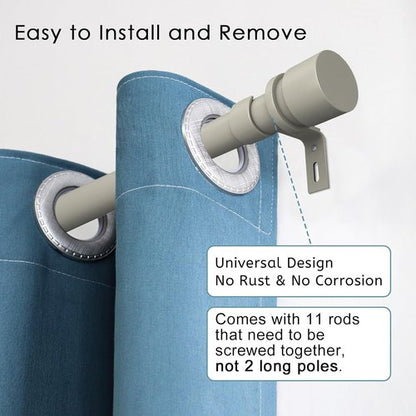 Byondeth Adjustable Curtain Rods - 16 to 170 Inches, 1 Inch Diameter, Brushed Nickel Finish