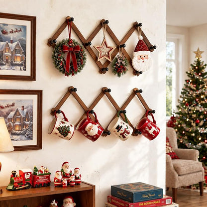 Wall-M-mounted 2-Pack Christmas Ornament Display Racks with S Hooks
