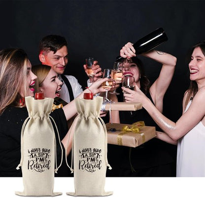 Funny Retirement Wine Bag Gift for Women Men, Retirement Party Decorations, I Don't Give a Sip I'm Retired