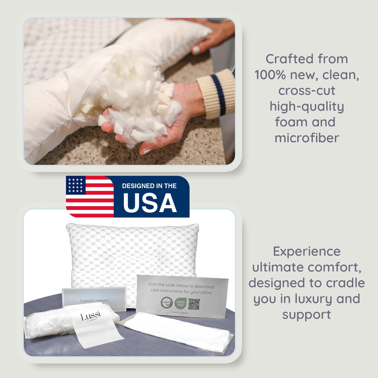 Lussi & Company Toddler Pillow 2 Year Old-13x19 Toddler Pillow with Pillowcase-Toddler Pillows for Sleeping-Kids Pillow-Travel Pillows-Mini Pillow-Ergonomic Pillows for Kids-Patent Pending