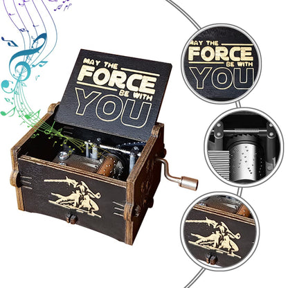 Bolunlun Star Wars music box, wooden hand crank music box, wooden toys for movie fans, gifts for boyfriends and kids, perfect for Valentine's Day, birthdays, Halloween and Christmas. (Star Wars song)