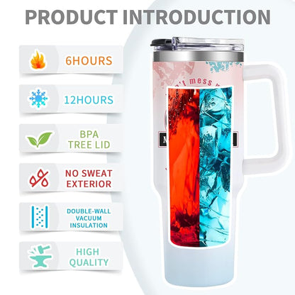 40 oz Mama Tumbler Gift - Don't Mess with Momasaurus - 40 Ounce Stainless Steel