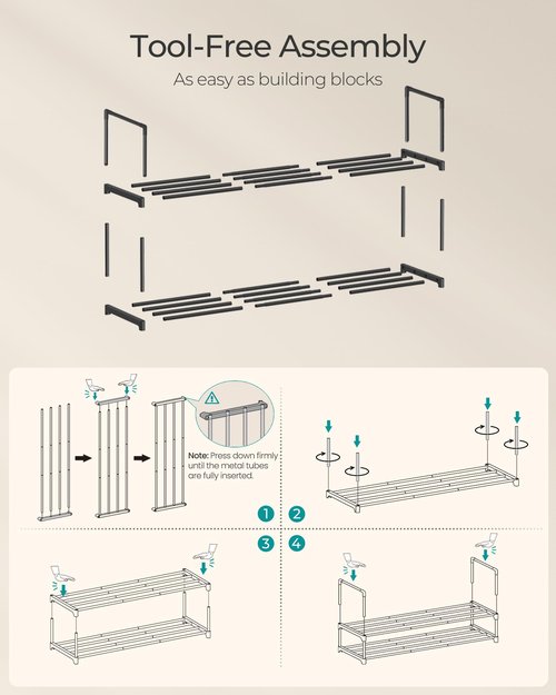 SONGMICS Shoe Rack, 2-Tier Shoe Organizer, Metal Storage Shelf, Upright or Upside Down, for 12-15 Pairs, Stackable, for Entryway, 11.8 x 36.2 x 14.6 Inches, Black ULSA12BK