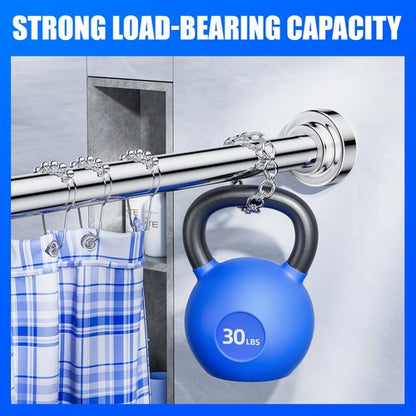 Ausemku Shower Curtain Rod Tension - 26-76 Inch Never Rust Non-Slip Spring Tension Curtain Rod No Drilling Stainless Steel Curtain Rod Use Bathroom Kitchen（Silver）
