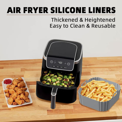 Ninja Silicone Air Fryer Liners - Reusable 8.8-Inch Square Basket for 5-8QT Air Fryers | 2-Pack