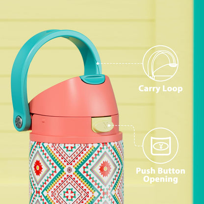 Meoky Stainless Steel Insulated Water Bottle - 24 oz, Leak Proof, 2-in-1 Lid, BPA-Free, Prism Folk