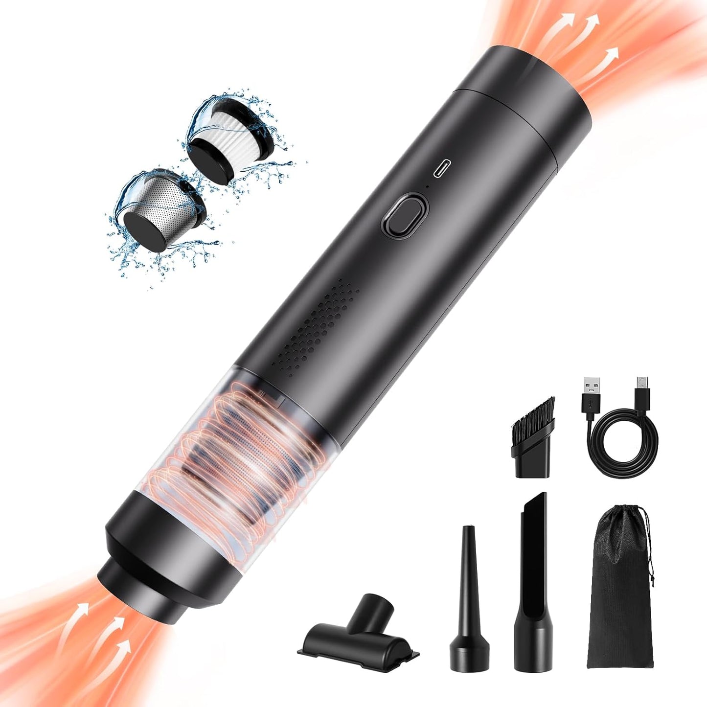 Skiennix Portable Cordless Car Vacuum - 19000Pa Powerful Suction | 4-in-1 Rechargeable Mini Cleaner