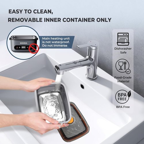 100W Cordless Electric Lunch Box - Rechargeable Heated Food Warmer | 1.2L Portable Design for Work & Outdoor Use
