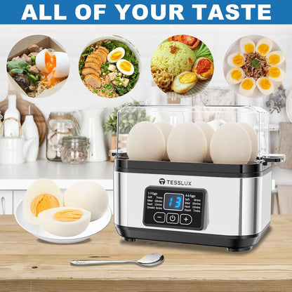Skiennix Electric Egg Cooker - 6 Egg Capacity for Hard Boiled, Poached, Scrambled Eggs | Auto Shut Off, Silver