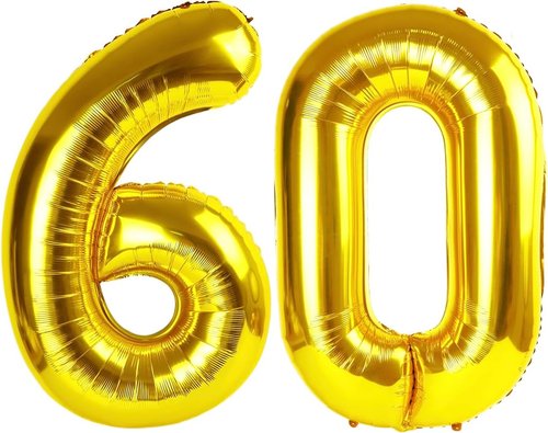 Gold Number 60 Balloon - 40-Inch Golden Birthday Decoration for 60th Celebration | Perfect for Men & Women