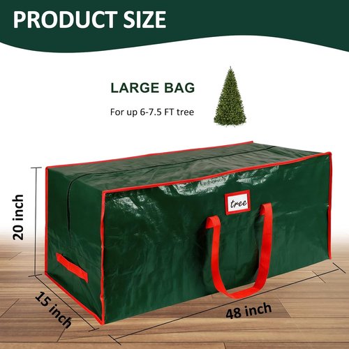 FUCDTEFC Christmas Tree Storage Bag - Heavy Duty 7.5 Ft Waterproof Container with Reinforced Handles & Dual Zippers | Green