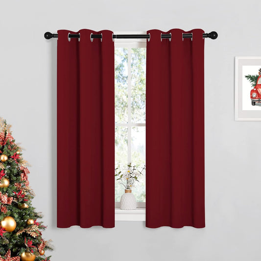 NICETOWN Burgundy Blackout Curtains - Thermal Insulated Drapes for Living Room | 29x45 Inches (1 Pair)