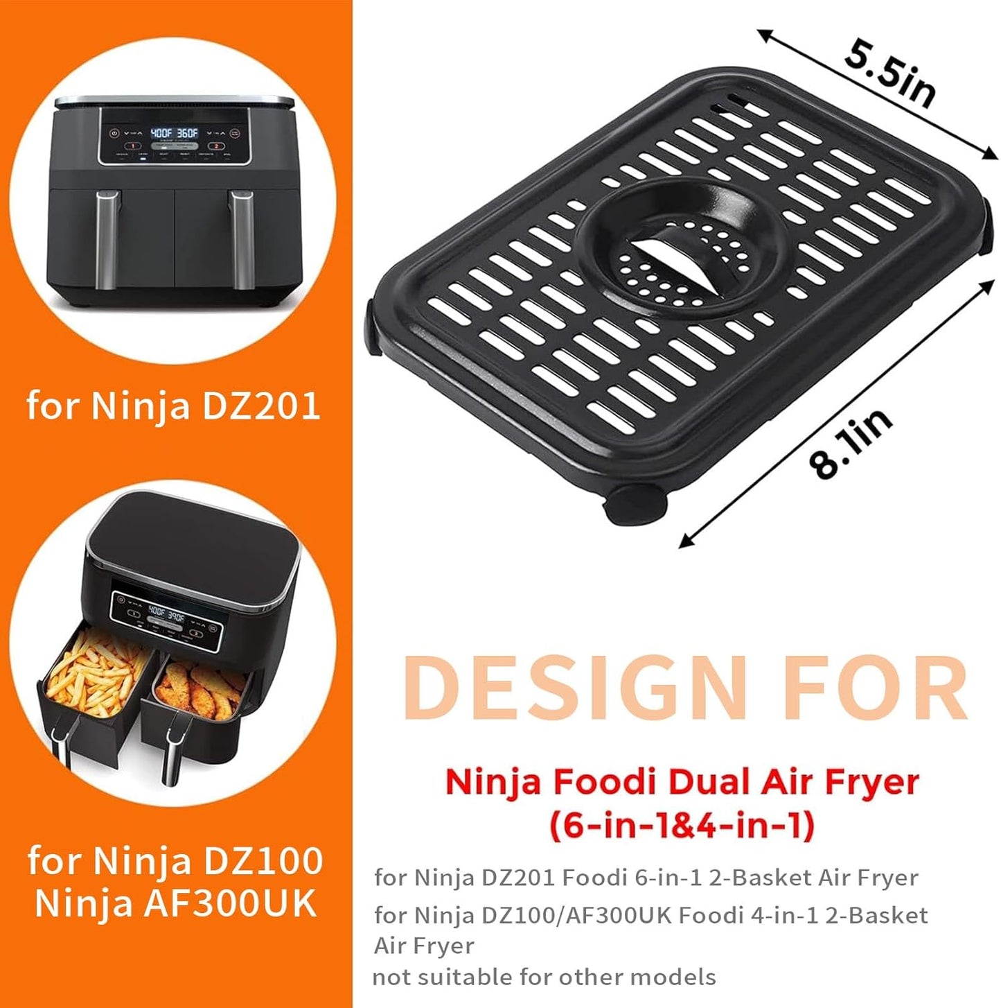 Ninja Foodi Air Fryer Replacement Parts - 2 PCS Non-Stick Grill Pan & Crisper Plate | Dishwasher Safe