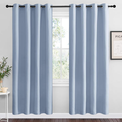 NICETOWN Vintage Blue Blackout Curtains - Thermal Insulated Drapes | 78 Inches Long, 2 Panels, 55 Inches Wide
