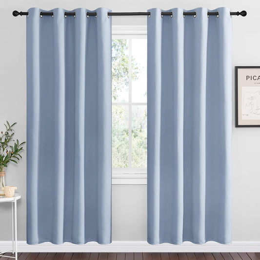 NICETOWN Vintage Blue Blackout Curtains - Thermal Insulated Drapes | 78 Inches Long, 2 Panels, 55 Inches Wide