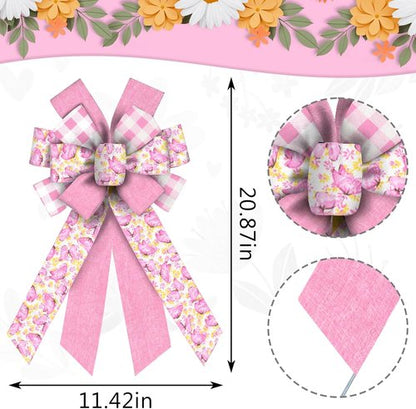 Estivaux Large Spring Flower Wreath Bows - Pink Burlap Butterfly Design for Weddings & Parties