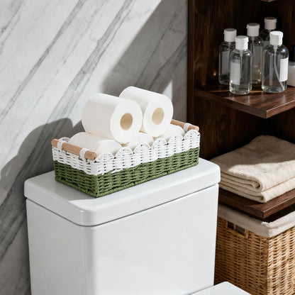 Regine Switzerland Scalloped Edge Toilet Paper Storage Basket - Handwoven Paper Rope Design | Perfect for Bathroom Decor & Over Toilet Storage