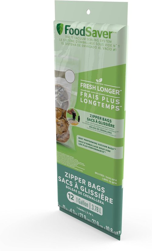 FoodSaver Vacuum Zipper Bags - 1-Gallon Size for Freshness and Long-Lasting Storage