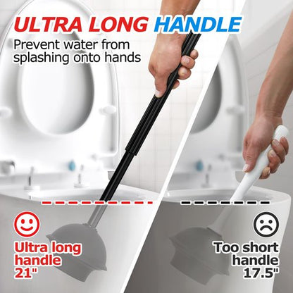 FORASTO 2Pack 2 in 1 Toilet Brush and Plunger Set, Extended Handle Plunger,Toilet Bowl Brush Plunger Set,Bathroom Cleaning Tools,Toilet Brush Plunger Combo,Cleaning Brush,Cleaning Supplies