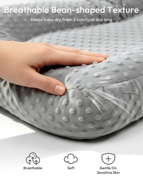Baby Lounger Pillow - 2-in-1 Infant Lounger & Portable Tummy Time Mat for Newborns 0-48 Months